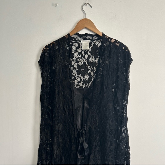 NWOT WORTHINGTON  2 Piece Size 12 Lingerie Black Floral Lace Robe Black Nightie - Picture 4 of 16